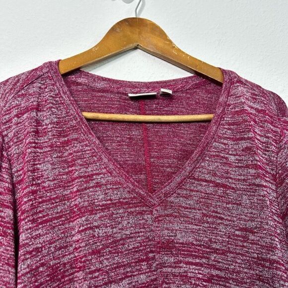 LOGO By Lori Goldstein Women’s Red Heathered V Neck Long Sleeve Top Size 1X - Picture 6 of 14